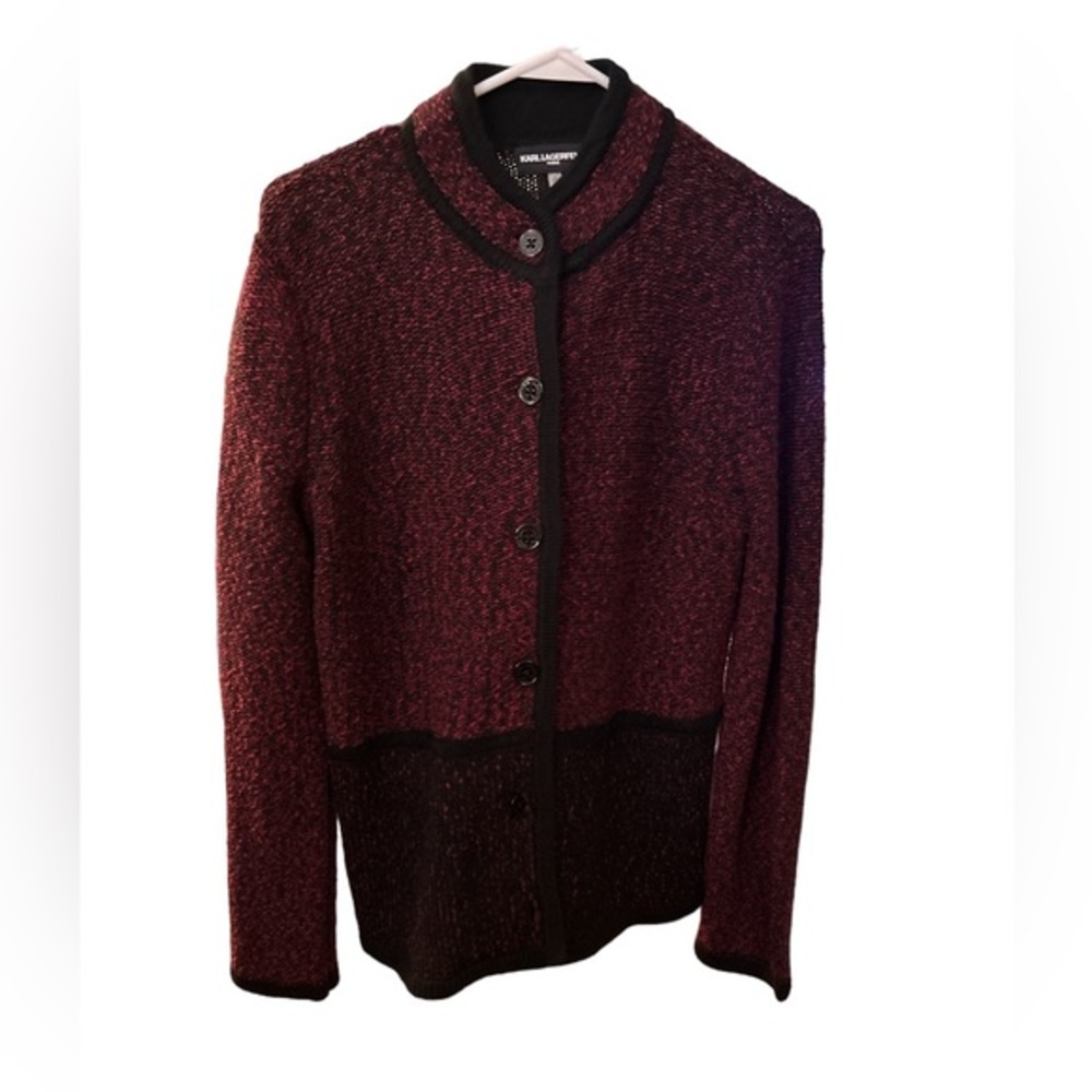 NWOT Karl Lagerfeld Long sleeve 2-tone tone button-down cardigan.